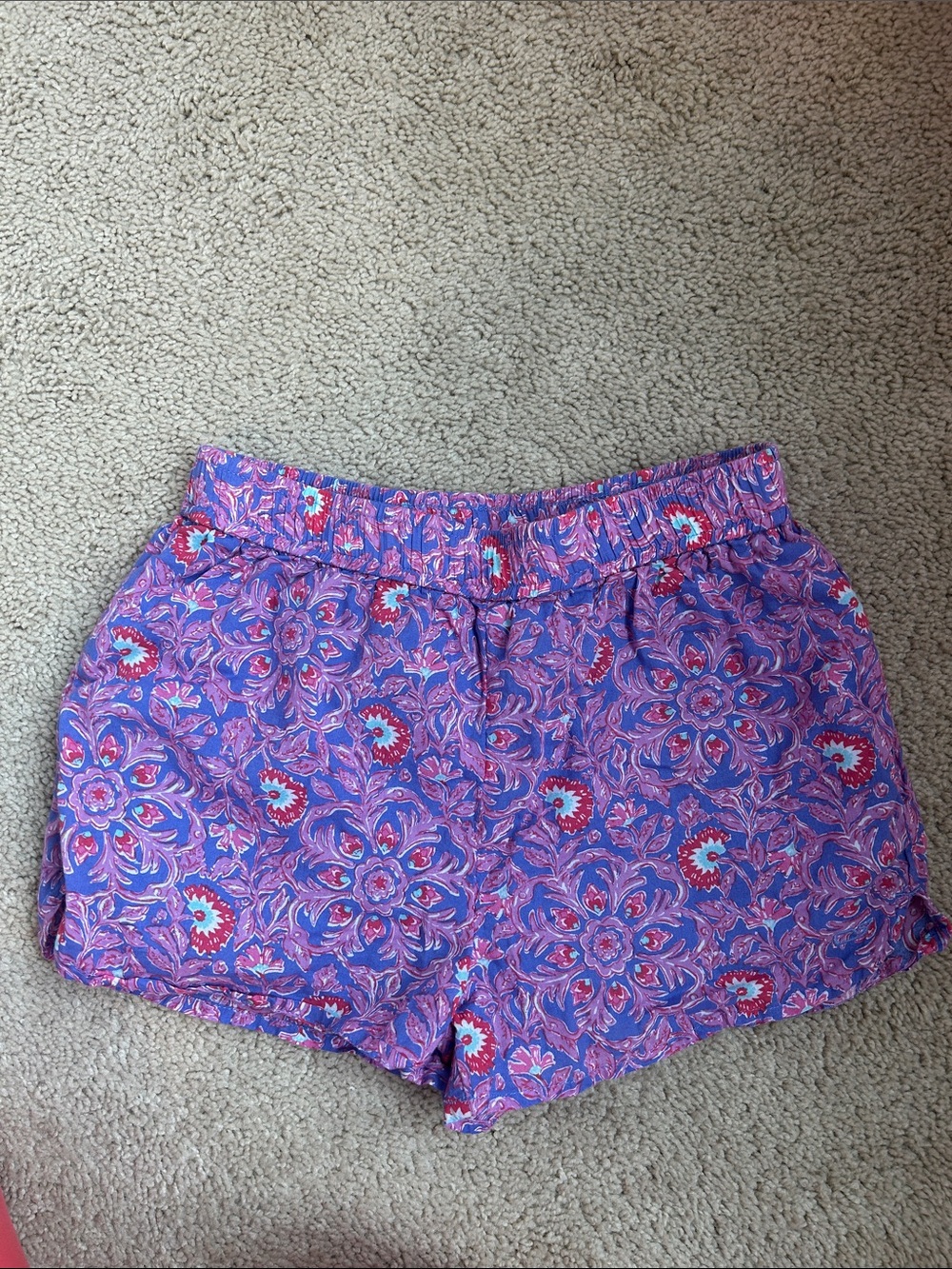 Vineyard Vines Girls Purple Floral Elastic-Waist Shorts, S